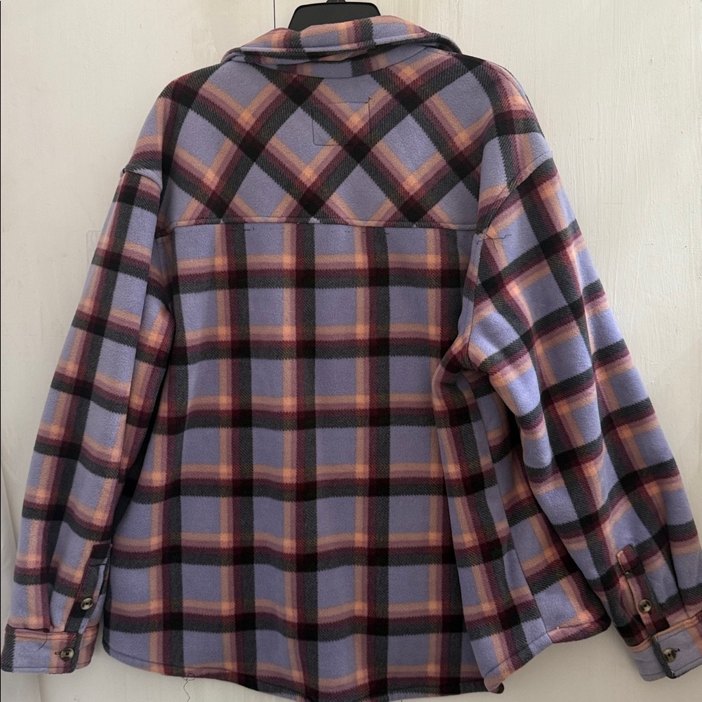 SAGE Collective purple & Lavender Plaid Fleece Jacket with Sherpa Lining XXL - Picture 9 of 9